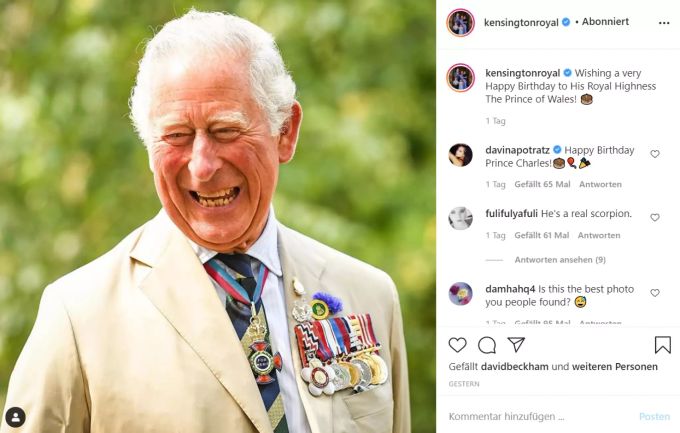 Mit diesem Online-Eintrag gratulierten Prinz William und Ehefrau Kate. Prinz Charles