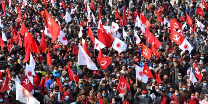 Demonstranten in Kathmandu Nepal