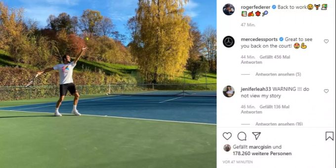 Roger Federer ist zurück bei der Arbeit. roger federer