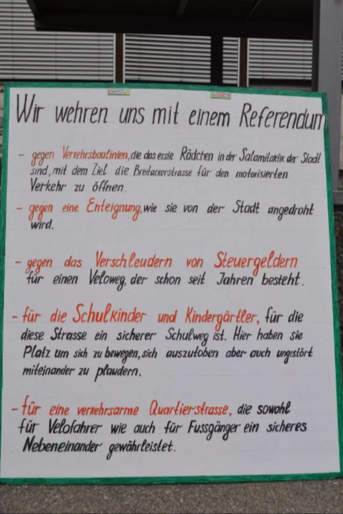 Das Anliegen soll nun an die Urne kommen. Breitackerstrasse Uster