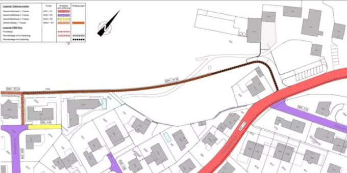 Der Sonnentalweg Nordost führt von der Untereggerstrasse zur Erschliessung Am Rebberg.