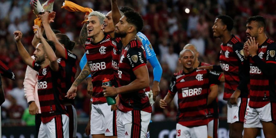 Spieler von Flamengo Rio de Janeiro feiern den 2:1-Sieg.