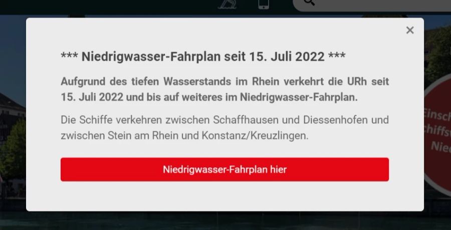 Die Schifffahrtgesellschaft URh hat aufgrund des niedrigen Wasserstands einen neuen Fahrplan gestalten müssen.