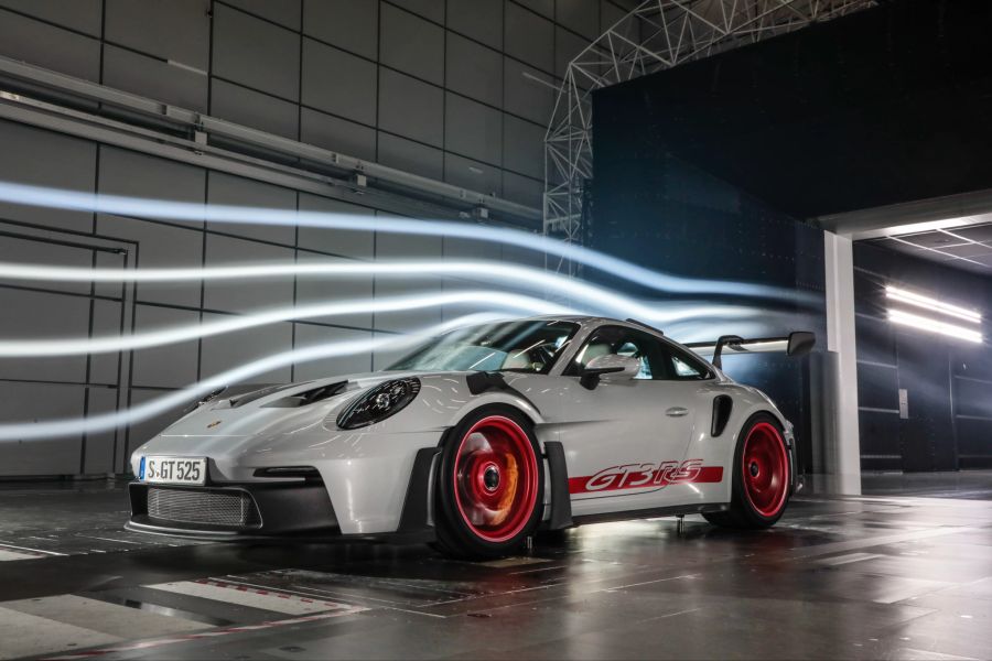 Daten sammeln: Die Finesse des Porsche 911 GT3 RS zeigt sich erst im Windkanal richtig.