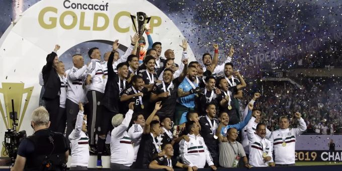 Mexico feiert den Sieg im CONCACAF Gold Cup. CONCACAF Gold Cup