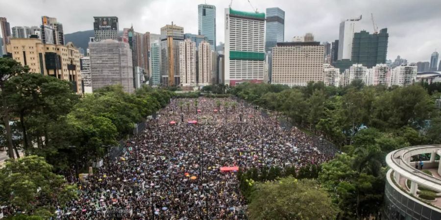 Zehntausende Demonstranten im Victoria Park