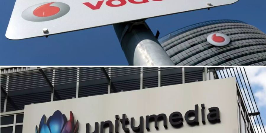 Logos von Vodafone und Unitymedia