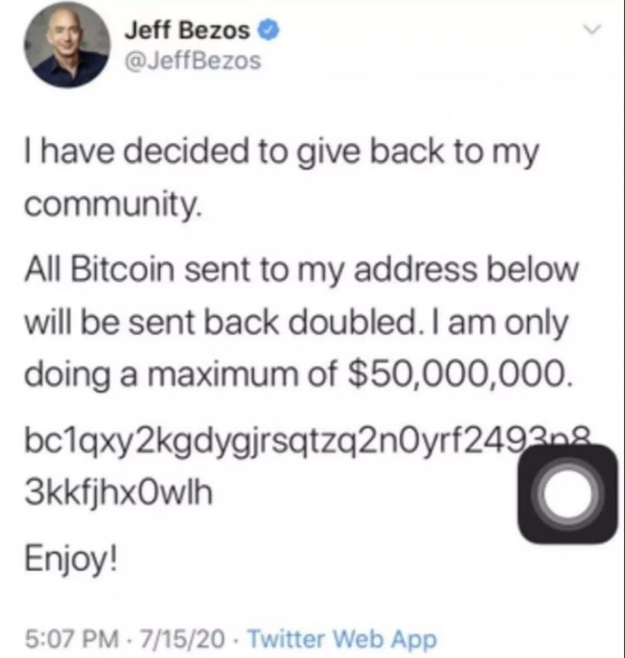 Auch der reichste Mann der Welt wurde Opfer des Twitter-Hacks: Amazon-Gründer Jeff Bezos.