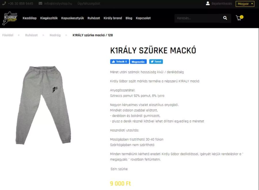 Für etwa 27 Franken erhält man im «Kiraly Shop» die legendären Schlabber-Trainerhosen.