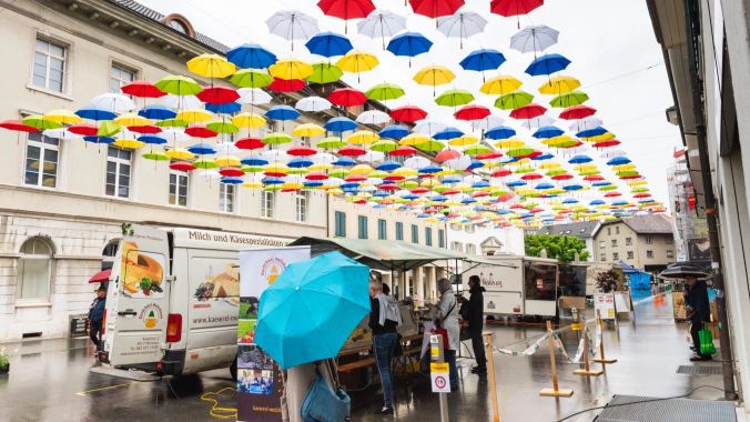 Regenschirme, oben wie unten ...