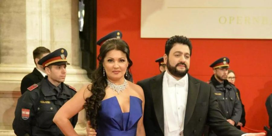 Zu Gast in Dresden: Anna Netrebko, Sopranistin aus Russland, und ihr Ehemann Yusif Eyvazov, Opernsänger aus Aserbaidschan. Foto: Herbert Neubauer/APA/dpa