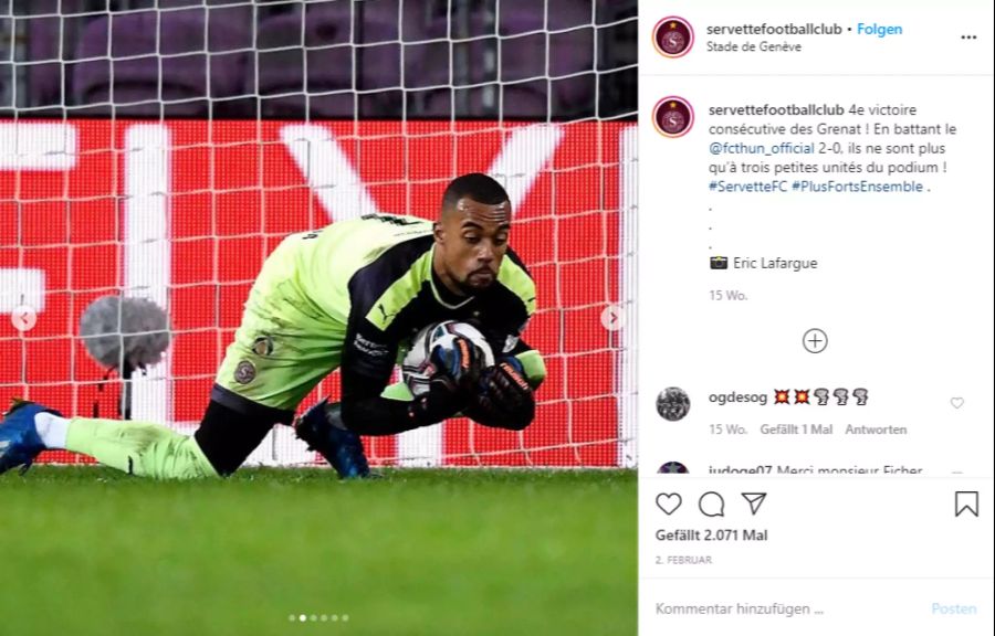 Nimmt als Ersatz-Keeper auf der Bank Platz: Joël Kiassumba, hütet das Tor von Servette. (Archivbild)