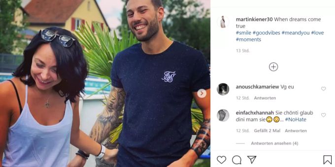 Ex-Bachelorette-2020-Kandidat Martin und die neue Frau an seiner Seite. Bachelorette 2020