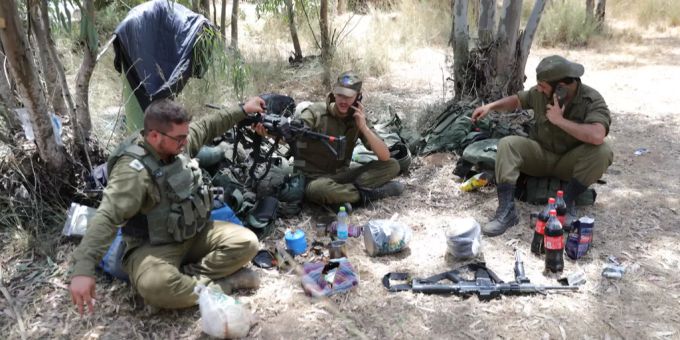 Israelische Soldaten in der Nähe der Grenze zum Gazastreifen, Israel, am 21. Mai 2021. Israel