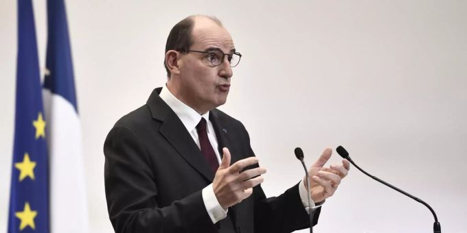 Frankreichs Premierminister Jean Castex spricht an einer Pressekonferenz zum Coronavirus. Coronavirus Frankreich Verschärfung Massnahmen