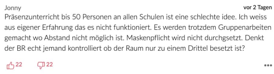 Und Jonny kritisiert den Präsenzunterricht.