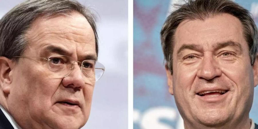 Armin Laschet und Markus Söder - beide möchten für die Union ins Rennen ums Kanzleramt gehen. Foto: Michael Kappeler/dpa-Pool/dpa