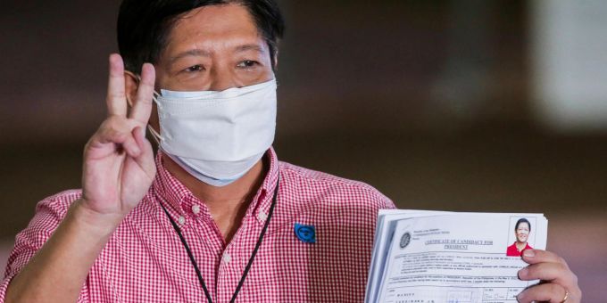 Zeigt sich im Wahlkmapf siegessicher: Der ehemalige Senator Ferdinand "Bongbong" Marcos Jr. philippinen