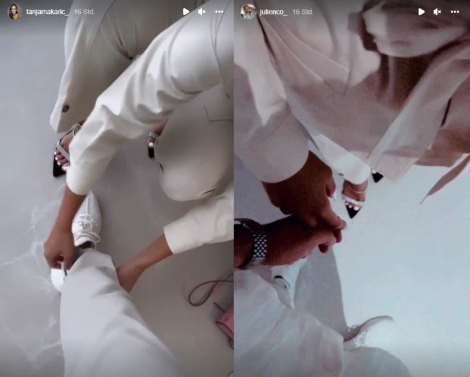 Screenshots zeigen die Instagram-Stories von Julian Classen und Tanja Makaric. Julian Classen