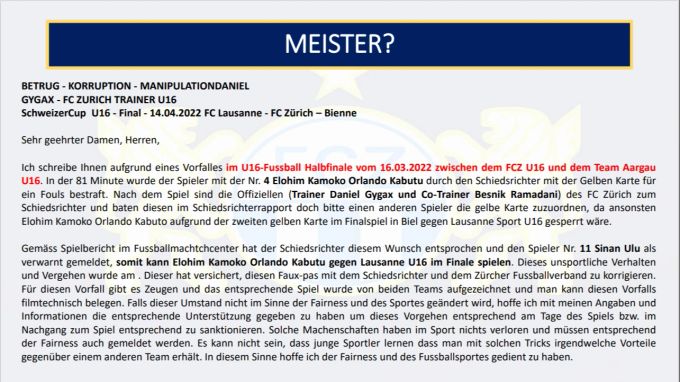 Dieses anonyme Schreiben erreicht am Montag zahlreiche Empfänger. Mail