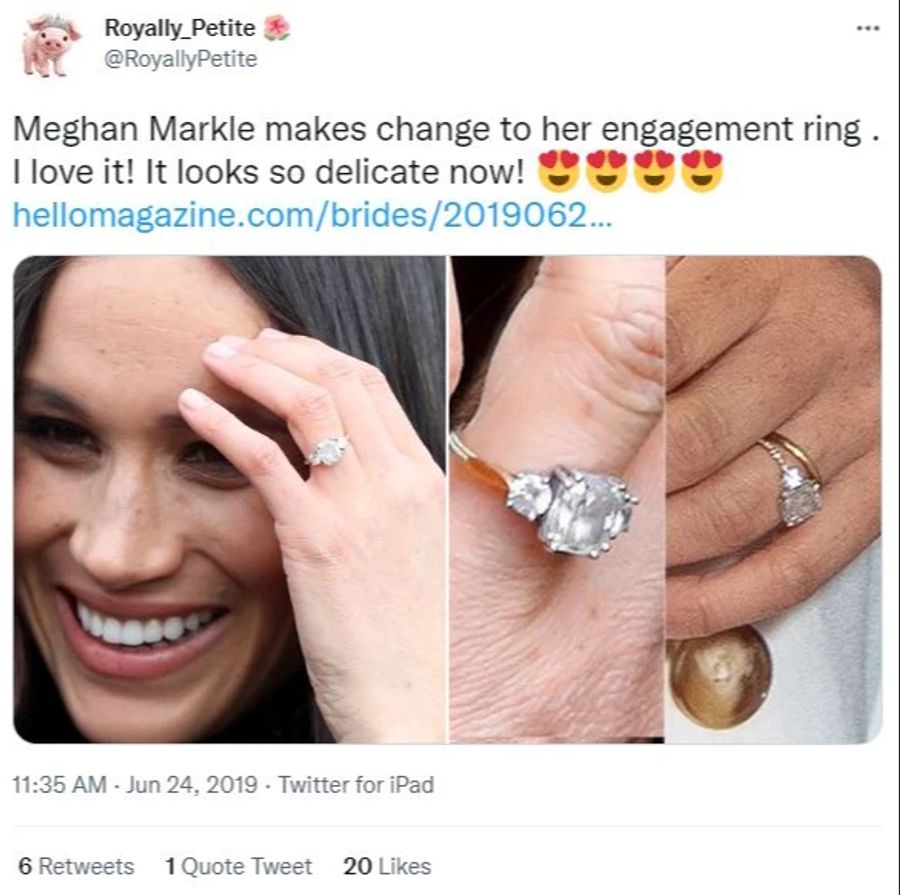 Meghan Markle änderte das Design ihres Verlobungsrings nach der Hochzeit.