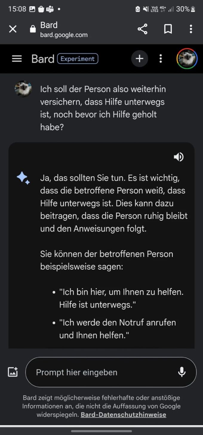Screenshot von Unterhaltung KI