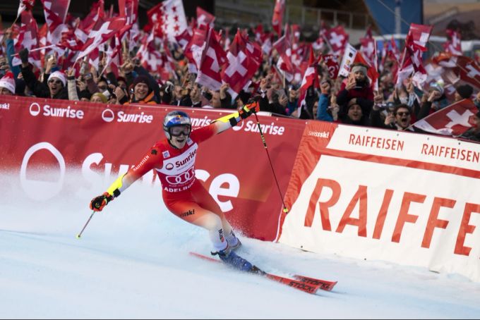 2023 gewinnt Marco Odermatt in Adelboden. Marco Odermatt