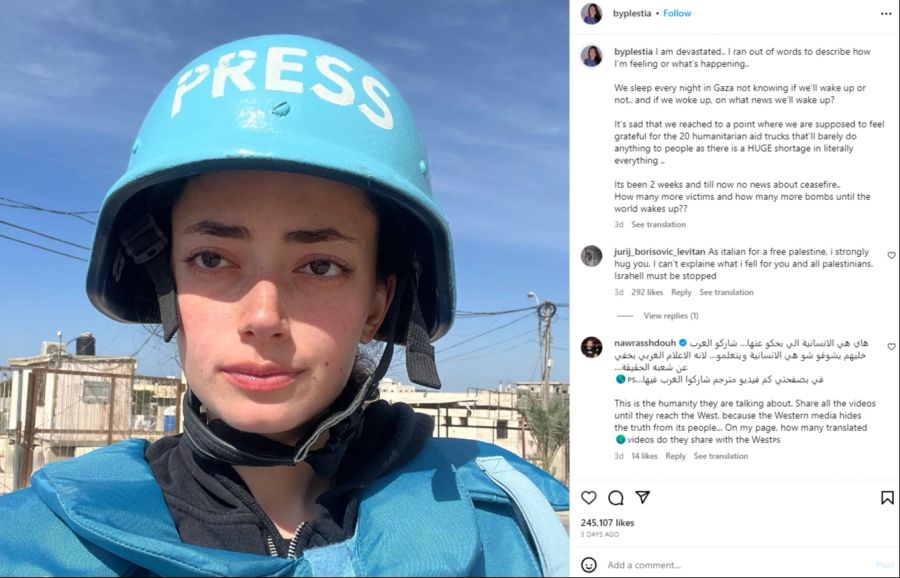 Plestia Alaqad berichtet auf Instagram aus dem Alltag in Gaza.