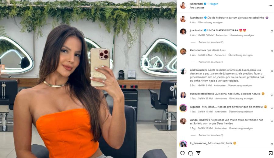 Luana Andrade zählte auf Instagram eine halbe Million Follower.