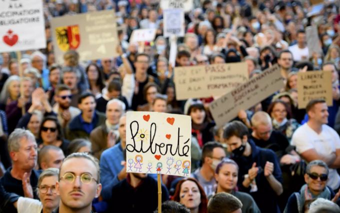 Massnahmen-Gegner benutzen bei ihren Demonstrationen gerne den Schriftzug «Liberté». (Symbolbild) Liberité