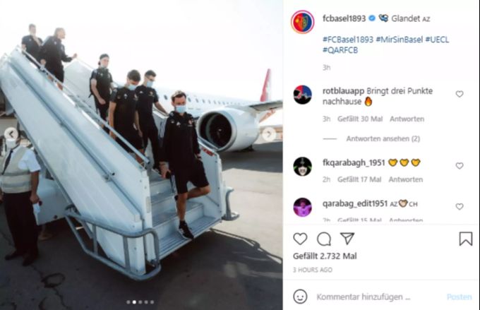Die Spieler des FC Basel bei der Landung in Baku. FC Basel