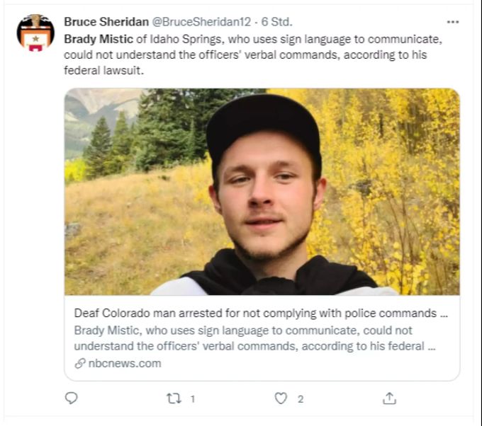 Brady Mistic ist gehörlos. Brady Mistic
