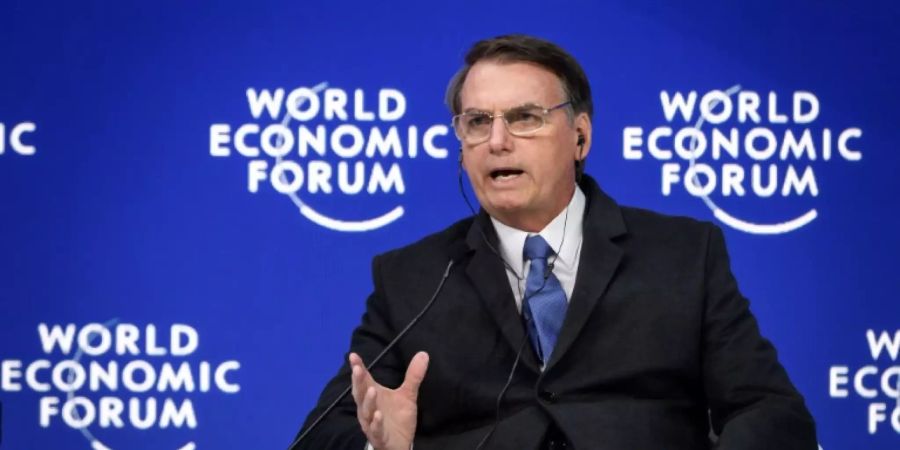 Bolsonaro während seiner Rede in Davos vergangenes Jahr.