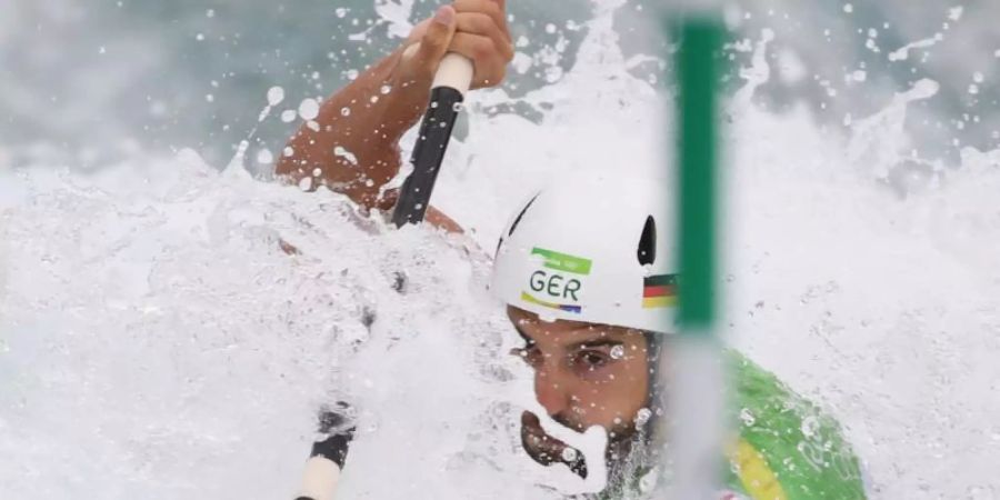 Slalom-Kanute Hannes Aigner in Aktion. Foto: Friso Gentsch