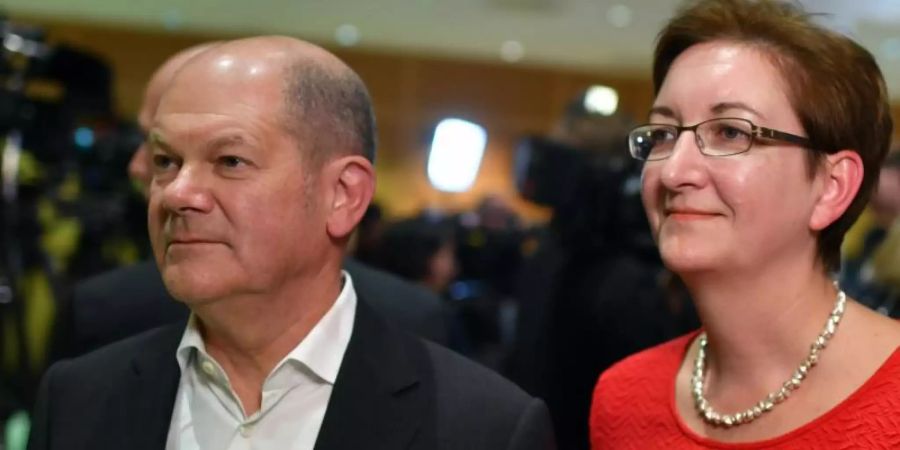 Das Kandidatenpaar um den SPD-Vorsitz Klara Geywitz und Olaf Scholz. Foto: Bernd Von Jutrczenka/dpa