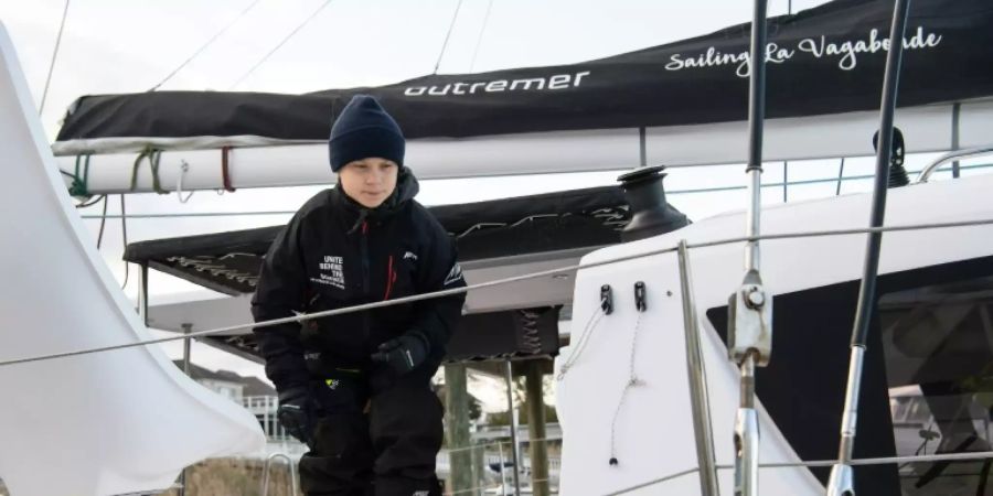 Thunberg an Bord des Katamarans «La Vagabonde»