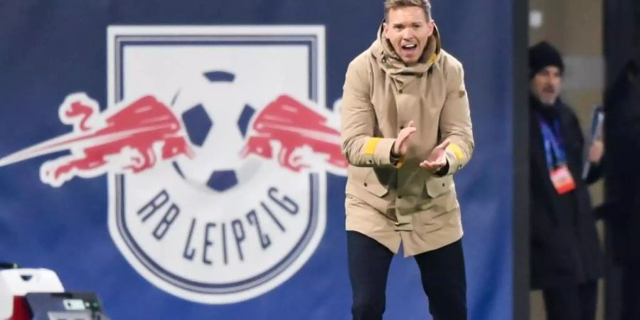 Lockt die Bundesliga-Tabellenführung: RB-Coach Julian Nagelsmann. Foto: Robert Michael/dpa-Zentralbild/dpa