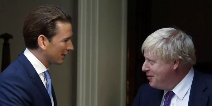 Österreichs Ex-Kanzler Sebastian Kurz trifft den britischen Premier Boris Johnson im Herbst 2017. Sebastian Kurz Boris Johnson