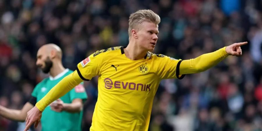 Hat offenbar das Interesse von Real Madrid geweckt: BVB-Torjäger Erling Haaland. Foto: Peter Steffen/dpa