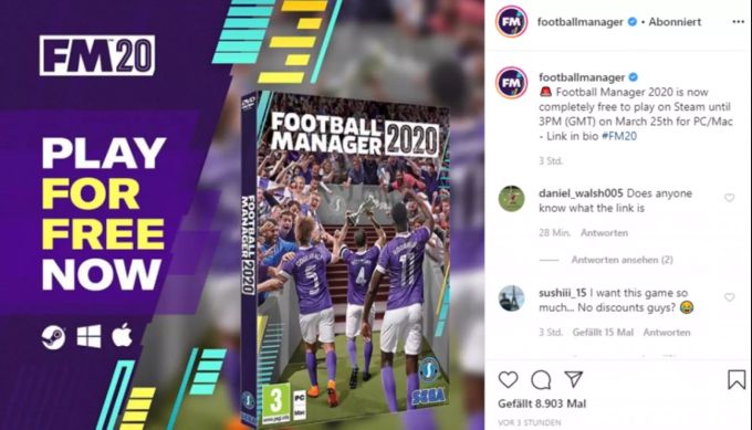 Der Football Manager ist für eine Woche frei spielbar. Football Manager