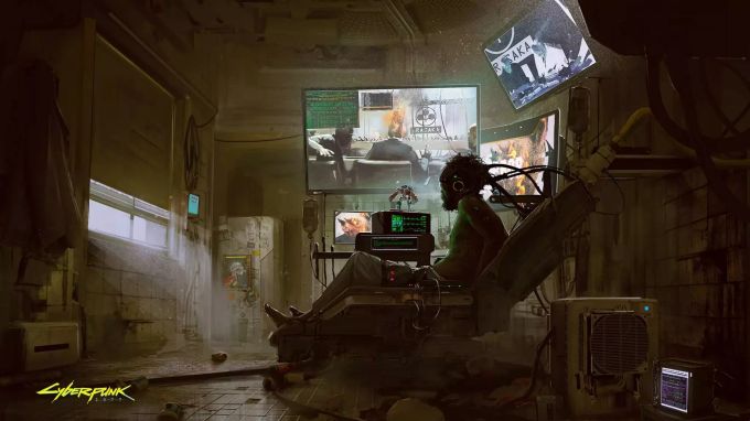 Das Spiel trägt sich einer dystopischen, «vertechnologisierten» Zukunft zu. Monitor Mann Cyberpunk 2077