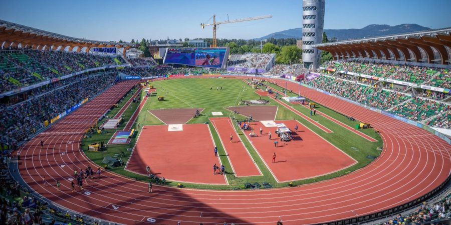 Das Stadion Hayward Field in Eugene im US-Bundesstaat Oregon, Austragungsort der Leichtathletik-WM 2022.
