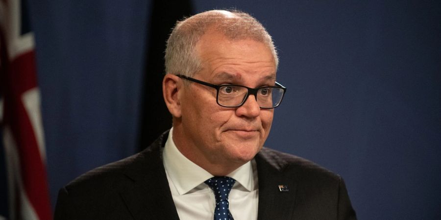 Australiens ehemaliger Premierminister Scott Morrison bei einer Pressekonferenz in Sydney.