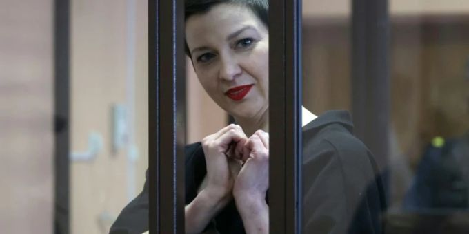 Maria Kolesnikowa während ihres Prozesses 2021 belarus