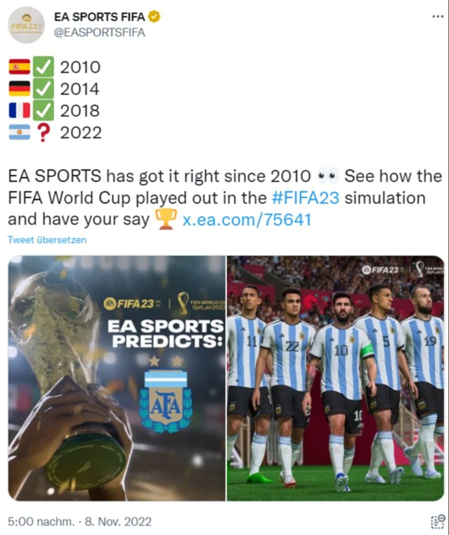 «FIFA 23» prognostizierte Argentinien als neuen Weltmeister ...