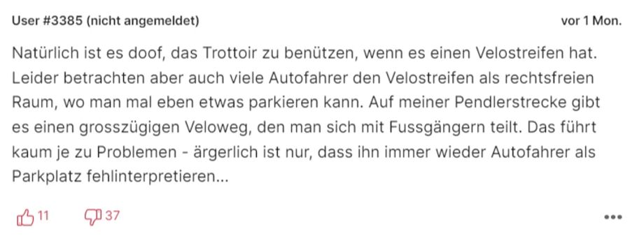 Einzelne Nutzer verteidigen die Velofahrer.