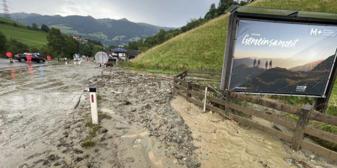 In Rauris im Pinzgau ist am 15. August 2023 bei starken Regenfällen eine Mure abgegangen. Mure Rauris