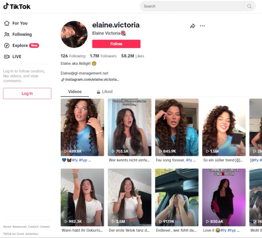 Auf TikTok folgen Elaine Victoria rund 1,7 Millionen Menschen.