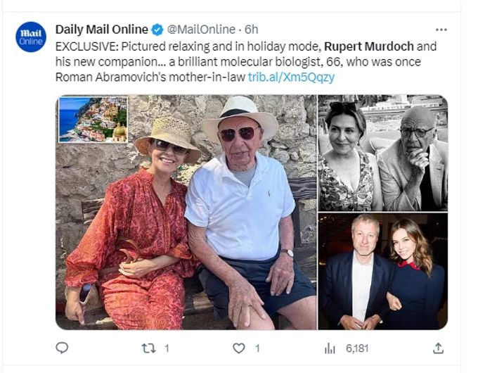 Rupert Murdoch und seine neue Frau Elena Zhukova. Rupert Murdoch