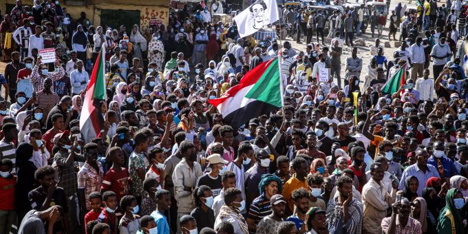 Demonstranten gegen den Militär-Coup. (Archivbild) Sudanese anti-coup protest